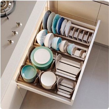 Brown Bowls and Plates Rack