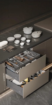 Kitchen tableware pullout drawers