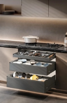 Kitchen tableware pullout drawers